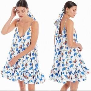 Caroline Constas Laurel Flounce Floral Poplin Swing Mini Dress in Size Large